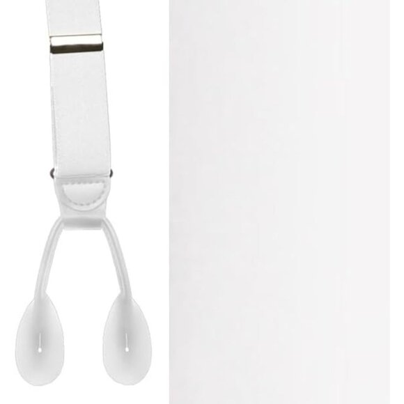 HOLD'EM 100% Silk Suspenders For Men Y-Back Button End Made in USA – White - Picture 2 of 7